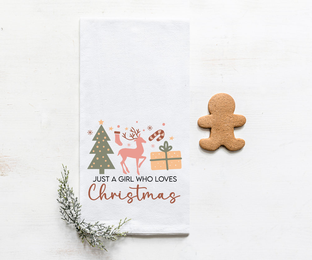 Pink Christmas Holiday Tea Towel: Pink Christmas Decor