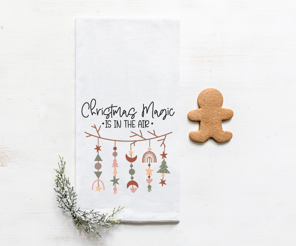 Christmas Magic Holiday Tea Towel: Pink Christmas Decor